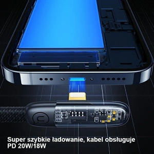 Kabelwinkel USAMS USB-C/Lightning PD 20W Iceflake Series 2m schwarz SJ586USB01 (US-SJ586)
