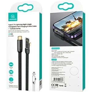 Kabelwinkel USAMS USB-C/Lightning PD 20W Iceflake Series 2m schwarz SJ586USB01 (US-SJ586)