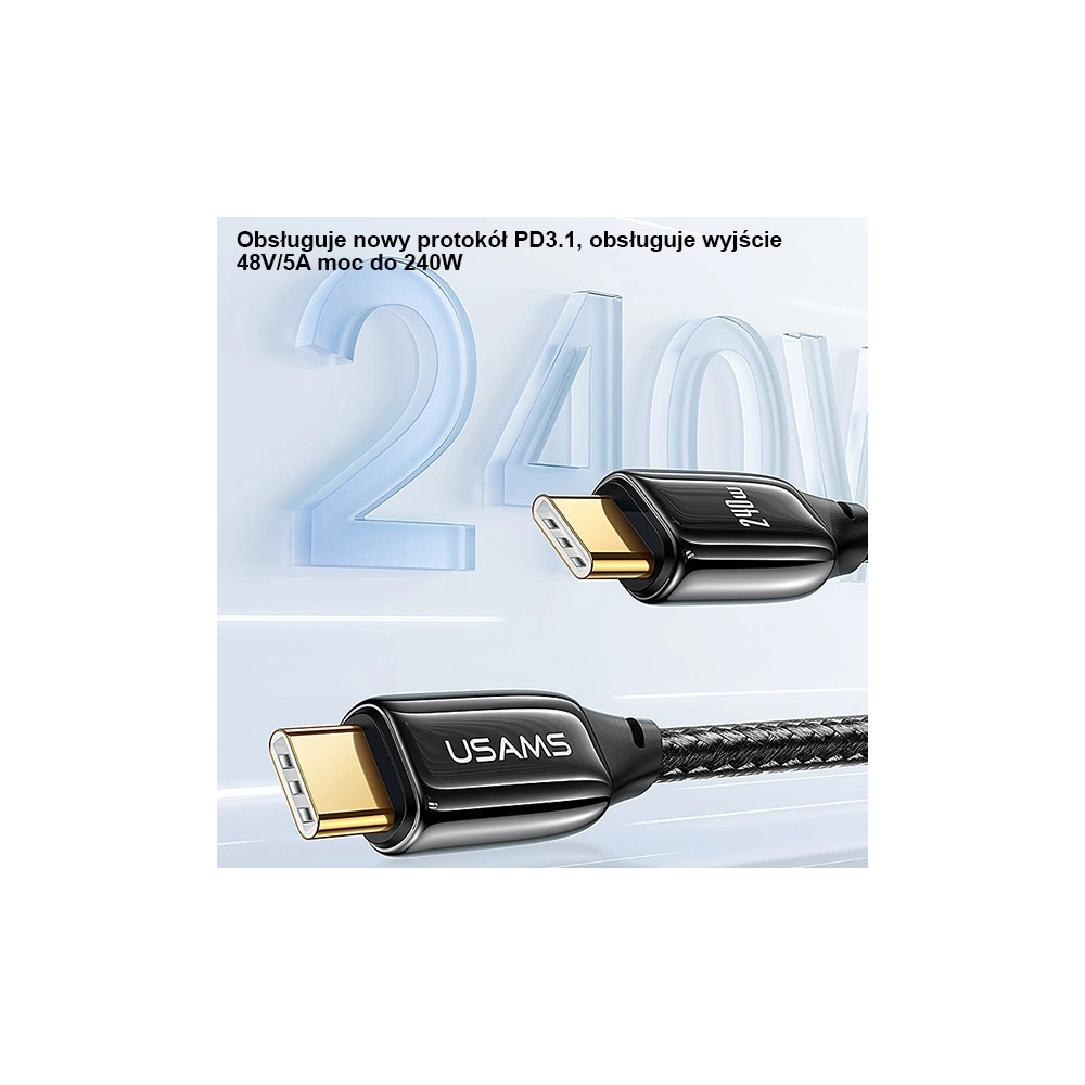 Hurtownia GSM - Kabel USAMS U82 USB-C - USB-C 1.2m 240W PD 3.1 Schnellladung schwarz/black SJ580USB01 (US-SJ580) - USA898 - {ean13} - Hurt