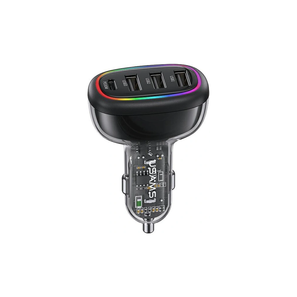 Hurtownia GSM - USAMS autós töltő 1xUSB-C 3xUSB-A C34 48W 3A+C PD fekete CC170CC01 (US-CC170) - USA900 - {ean13} - Hurt