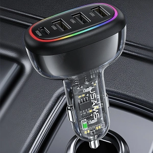 Hurtownia GSM - USAMS autós töltő 1xUSB-C 3xUSB-A C34 48W 3A+C PD fekete CC170CC01 (US-CC170) - USA900 - {ean13} - Hurt