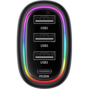 Hurtownia GSM - USAMS autós töltő 1xUSB-C 3xUSB-A C34 48W 3A+C PD fekete CC170CC01 (US-CC170) - USA900 - {ean13} - Hurt