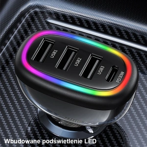 Hurtownia GSM - USAMS autós töltő 1xUSB-C 3xUSB-A C34 48W 3A+C PD fekete CC170CC01 (US-CC170) - USA900 - {ean13} - Hurt