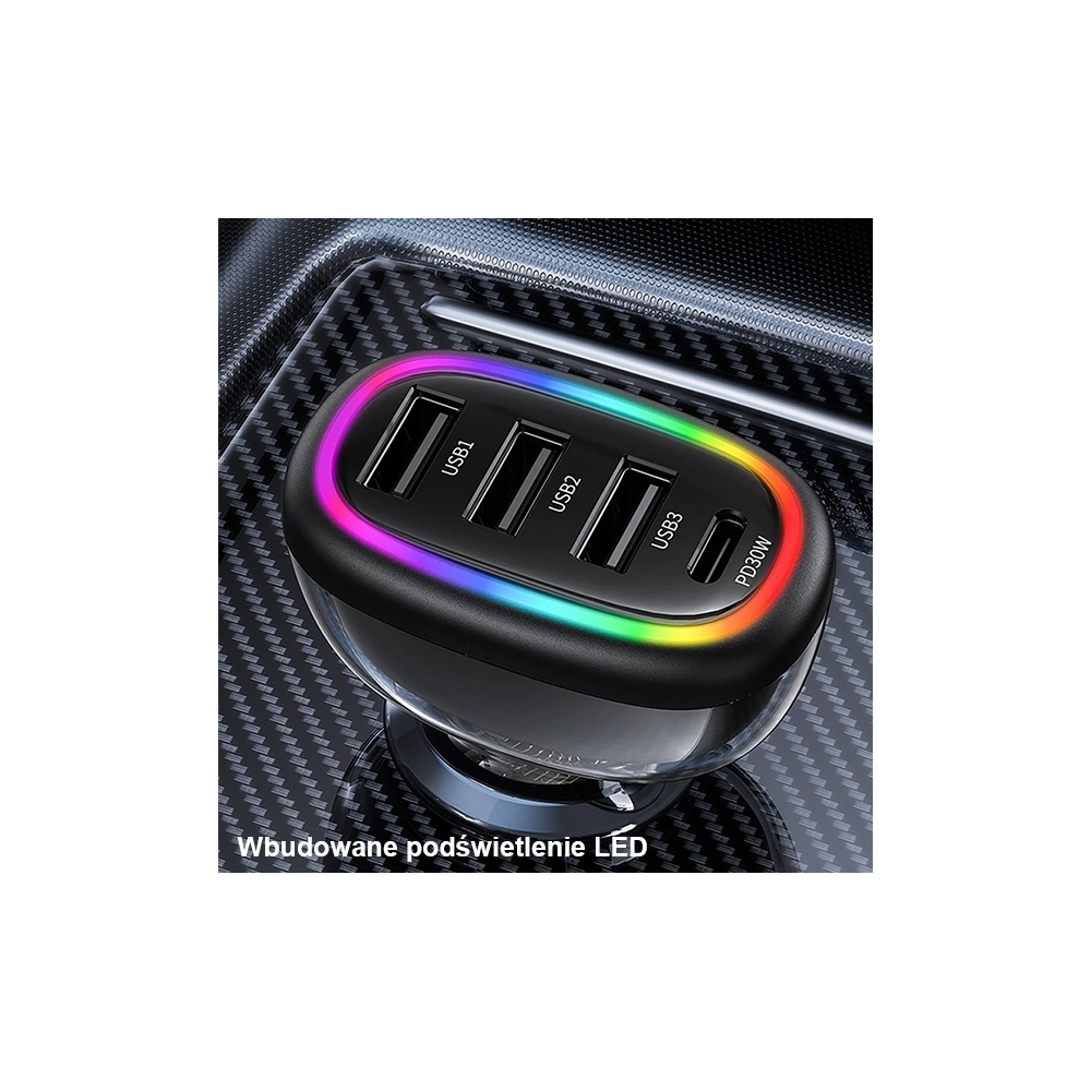 Wholesale USAMS Car Charger 1xUSB-C 3xUSB-A C34 48W 3A+C PD black CC170CC01 (US-CC170) - USA900 - {ean13} - Hurt