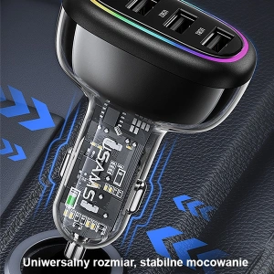 Hurtownia GSM - USAMS autós töltő 1xUSB-C 3xUSB-A C34 48W 3A+C PD fekete CC170CC01 (US-CC170) - USA900 - {ean13} - Hurt