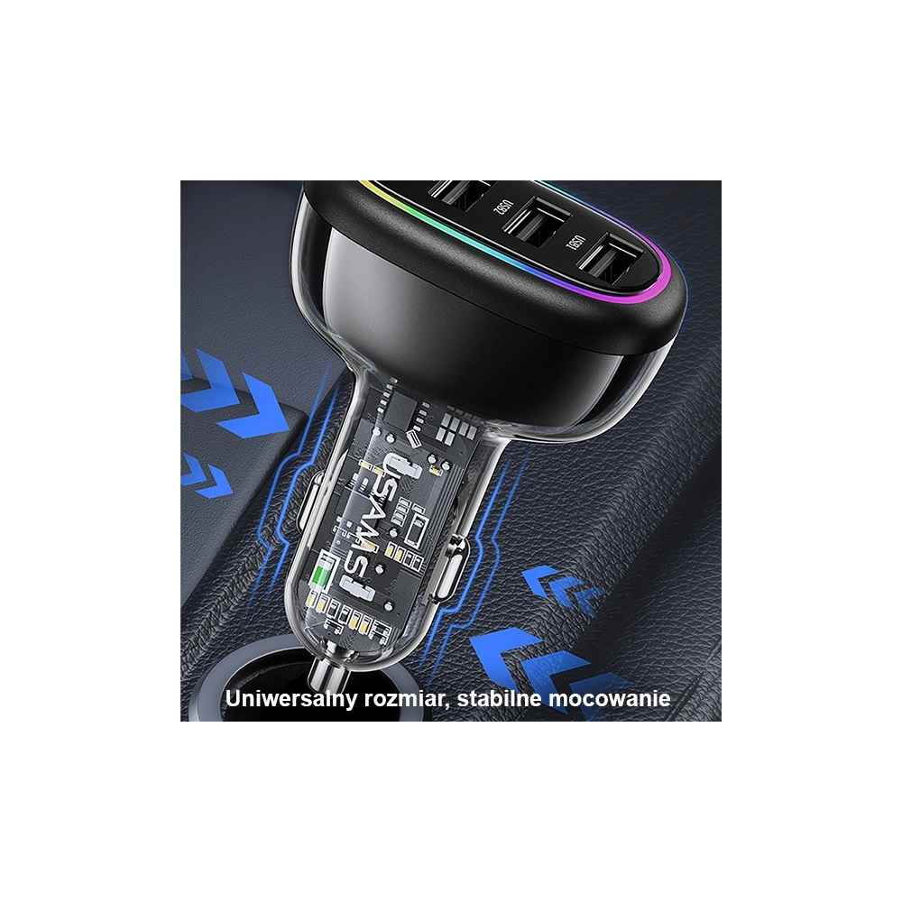 Hurtownia GSM - USAMS autós töltő 1xUSB-C 3xUSB-A C34 48W 3A+C PD fekete CC170CC01 (US-CC170) - USA900 - {ean13} - Hurt
