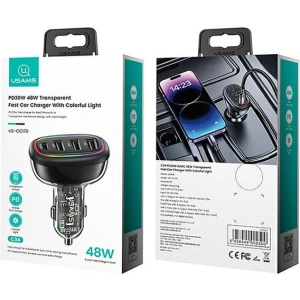 Hurtownia GSM - USAMS autós töltő 1xUSB-C 3xUSB-A C34 48W 3A+C PD fekete CC170CC01 (US-CC170) - USA900 - {ean13} - Hurt