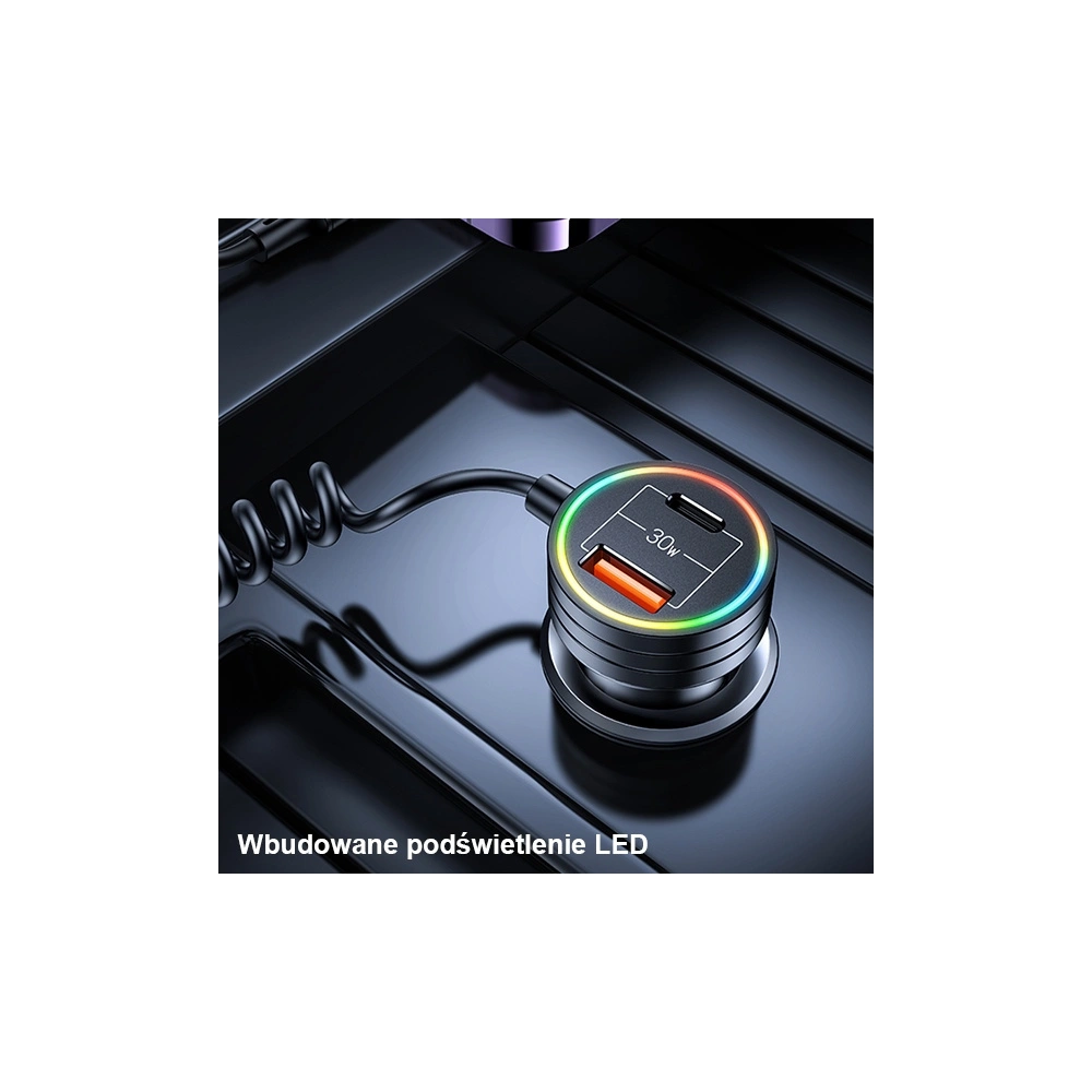 Hurtownia GSM - Auto-Ladegerät mit Spiralkabel USAMS 2xUSB-C 1xUSB-A C33 60W schwarz CC167CC01 (US-CC167) - USA901 - {ean13} - Hurt