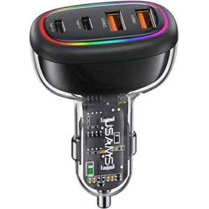 USAMS Car Charger 2xUSB-C 2xUSB-A C34 120W Fast Charge black CC169CC02 (US-CC169)