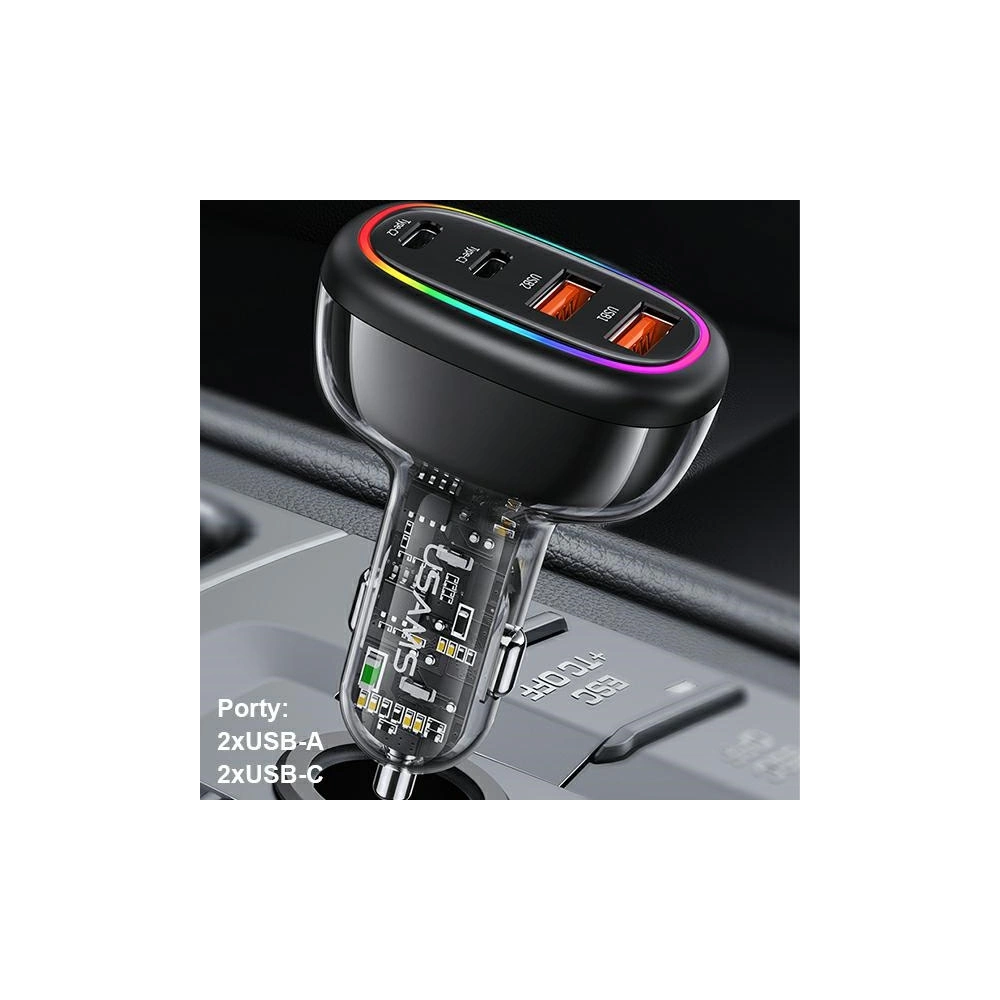 Hurtownia GSM - Autonabíječka USAMS 2xUSB-C 2xUSB-A C34 120W černá CC169CC02 (US-CC169) - USA902 - {ean13} - Hurt