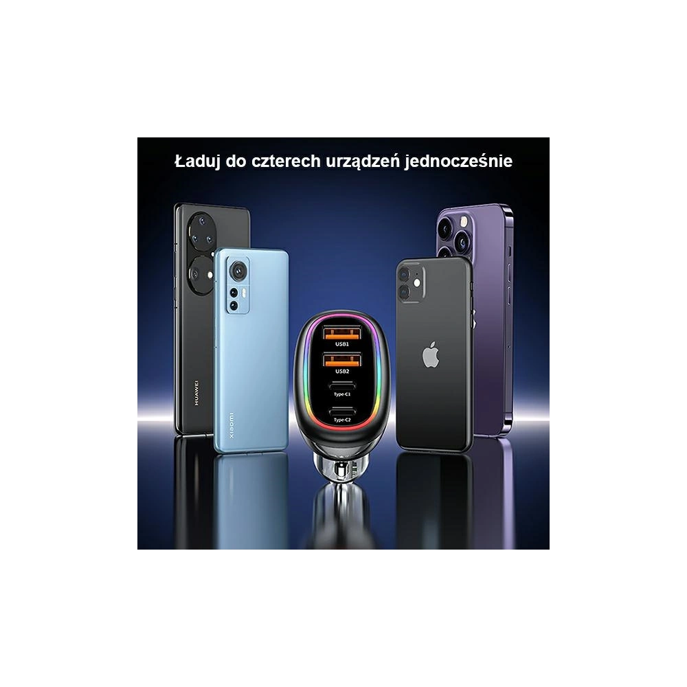 Hurtownia GSM - Autonabíječka USAMS 2xUSB-C 2xUSB-A C34 120W černá CC169CC02 (US-CC169) - USA902 - {ean13} - Hurt