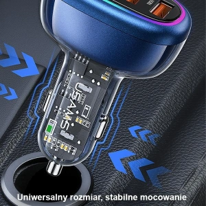 Hurtownia GSM - USAMS 2xUSB-C 2xUSB-A C34 120W autós töltő kék CC169CC01 (US-CC169) - USA903 - {ean13} - Hurt
