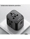 Hurtownia GSM - Încărcătorul de rețea USAMS 2xUSB T55 12W adaptor universal 4w1 US/AU/EU/UK negru CC173TC01 (US-CC173) - USA904 - {ean13} - Hurt