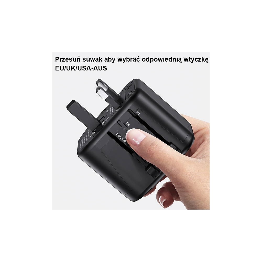 Hurtownia GSM - USAMS Netzteil 2xUSB T55 12W universeller Adapter 4w1 US/AU/EU/UK schwarz CC173TC01 (US-CC173) - USA904 - {ean13} - Hurt