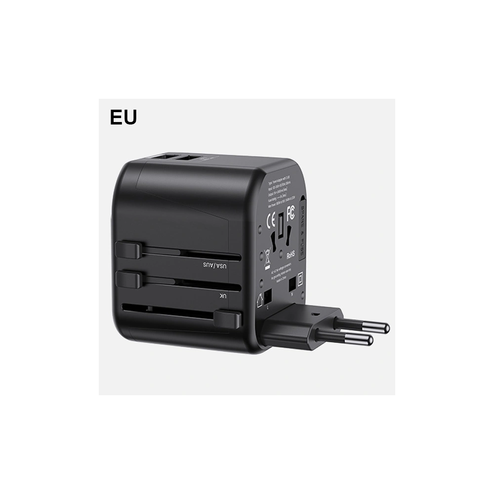 Hurtownia GSM - USAMS Netzteil 2xUSB T55 12W universeller Adapter 4w1 US/AU/EU/UK schwarz CC173TC01 (US-CC173) - USA904 - {ean13} - Hurt