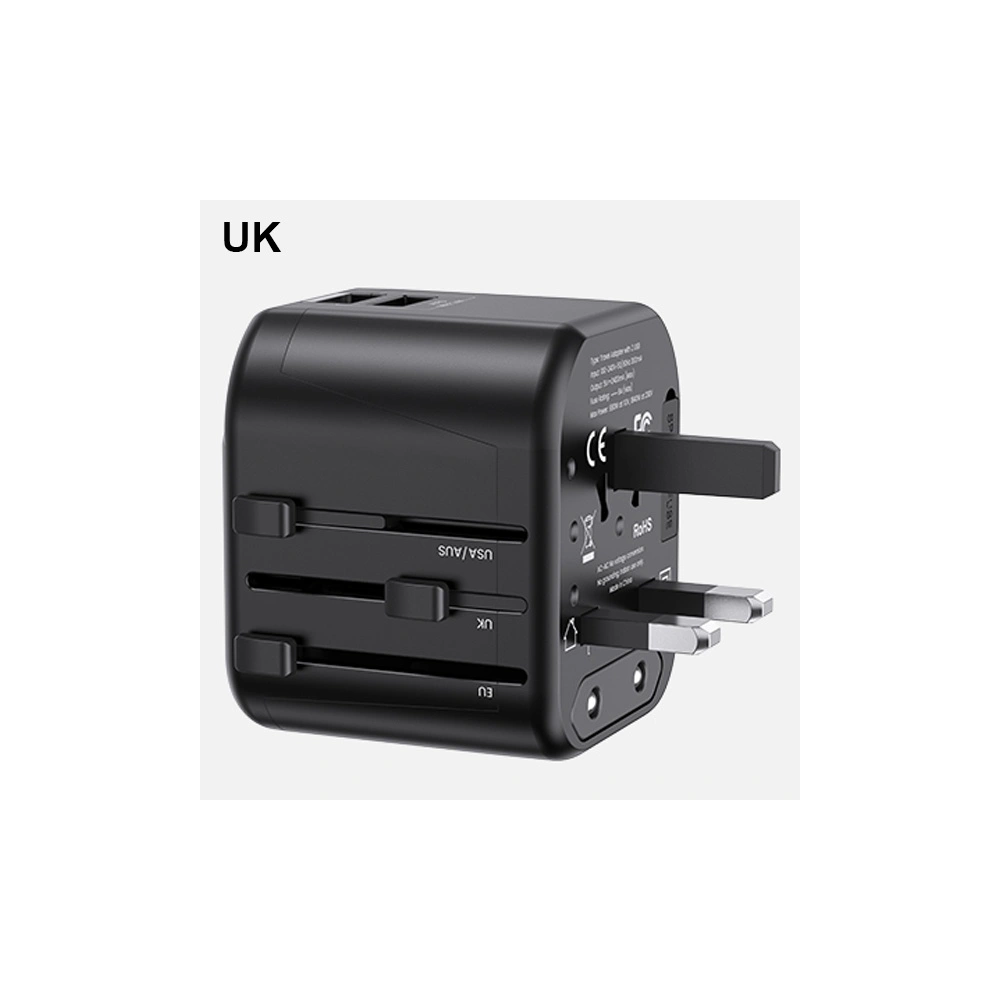 Hurtownia GSM - USAMS Netzteil 2xUSB T55 12W universeller Adapter 4w1 US/AU/EU/UK schwarz CC173TC01 (US-CC173) - USA904 - {ean13} - Hurt