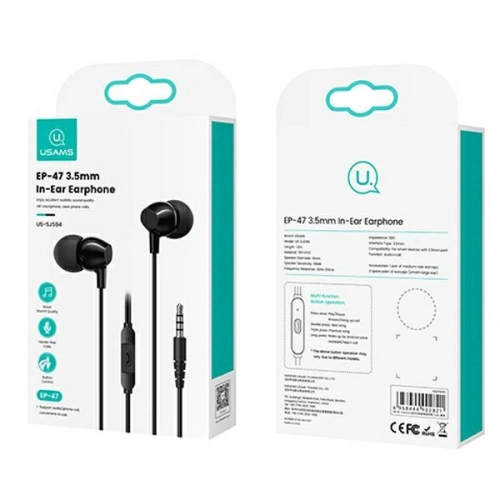 Słuchawki Stereo USAMS EP-47 3.5mm czarne 1.2m HSEP4701 (US-SJ594)