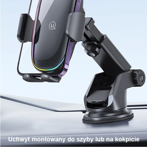 Samochodowy Uchwyt z ładowaniem indukcyjnym USAMS US-CD187 15W do szyby/na deskę czarny CD187ZJ01