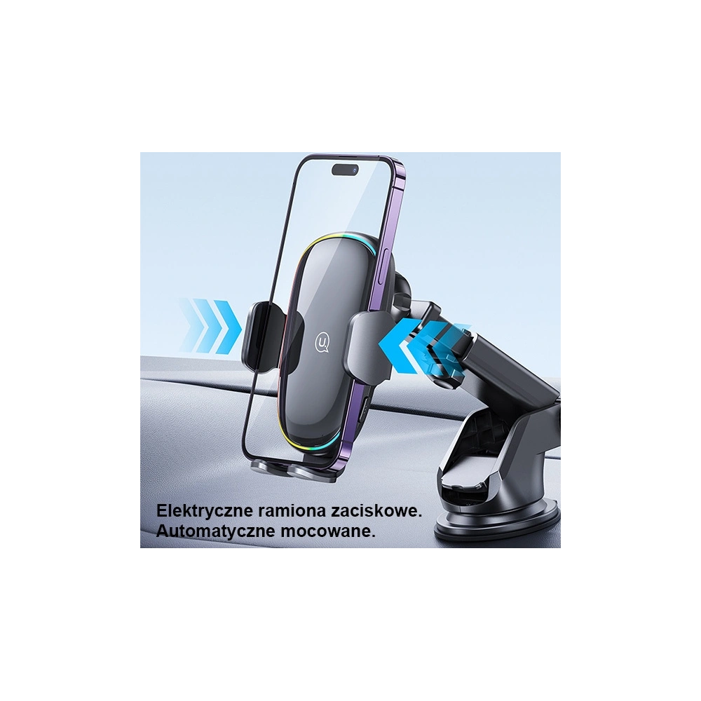 Hurtownia GSM - Automatischer Halter mit induktiver Ladung USAMS US-CD187 15W für Scheibe/Armaturenbrett schwarz CD187ZJ01 - USA912 - {ean13} - Hurt