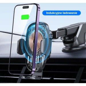 Hurtownia GSM - Automatischer Halter mit induktiver Ladung USAMS US-CD187 15W für Scheibe/Armaturenbrett schwarz CD187ZJ01 - USA912 - {ean13} - Hurt