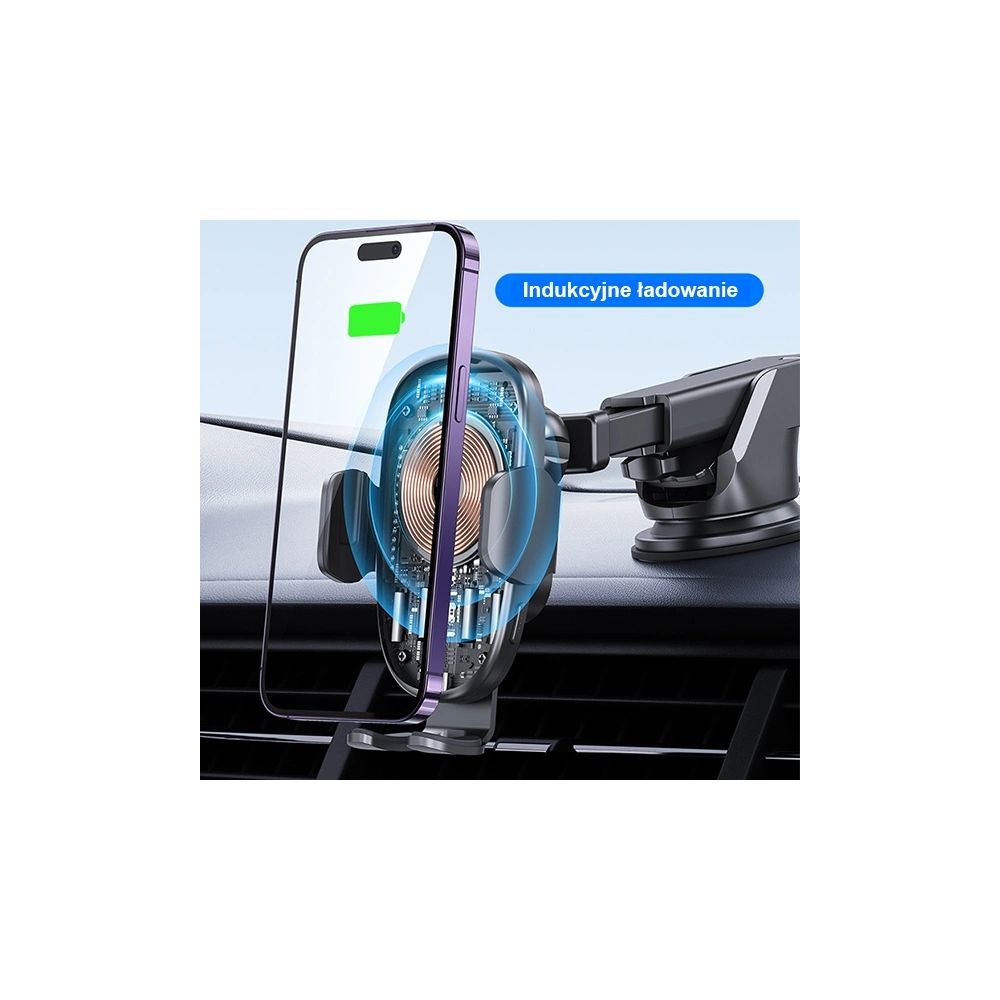 Hurtownia GSM - Automobilní držák s indukčním nabíjením USAMS US-CD187 15W na sklo/na palubní desku černý CD187ZJ01 - USA912 - {ean13} - Hurt