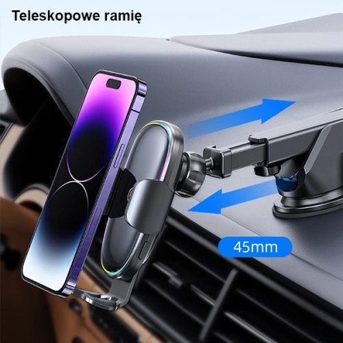 Samochodowy Uchwyt z ładowaniem indukcyjnym USAMS US-CD187 15W do szyby/na deskę czarny CD187ZJ01