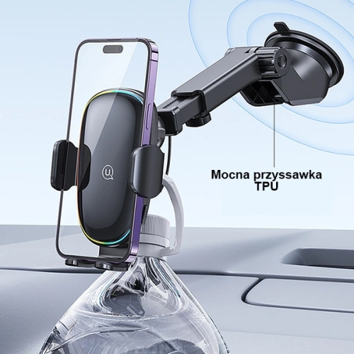 Samochodowy Uchwyt z ładowaniem indukcyjnym USAMS US-CD187 15W do szyby/na deskę czarny CD187ZJ01