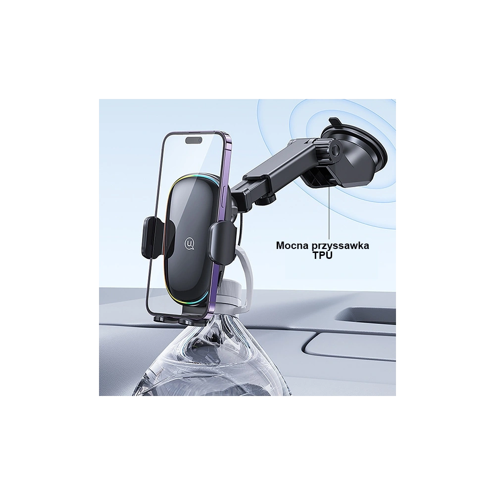 Hurtownia GSM - Automatischer Halter mit induktiver Ladung USAMS US-CD187 15W für Scheibe/Armaturenbrett schwarz CD187ZJ01 - USA912 - {ean13} - Hurt