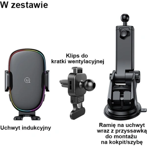 Hurtownia GSM - Automobilní držák s indukčním nabíjením USAMS US-CD187 15W na sklo/na palubní desku černý CD187ZJ01 - USA912 - {ean13} - Hurt