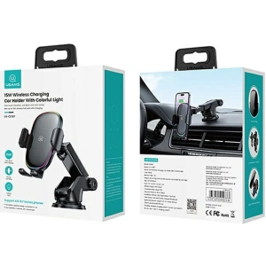Hurtownia GSM - Automatischer Halter mit induktiver Ladung USAMS US-CD187 15W für Scheibe/Armaturenbrett schwarz CD187ZJ01 - USA912 - {ean13} - Hurt