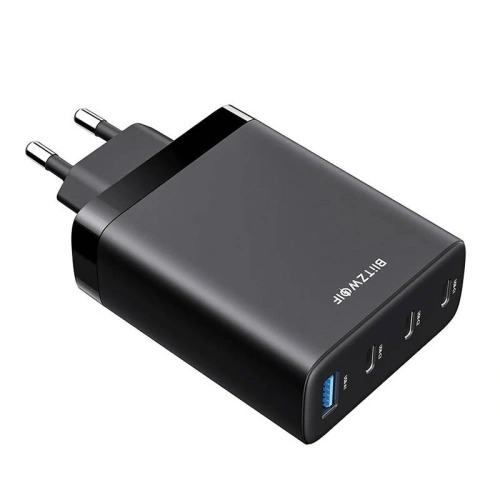 Ładowarka Sieciowa Blitzwolf BW-S23, 3x USB-C, USB-A, GaN 100W (czarna)