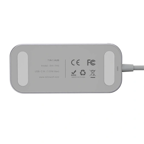 Adapter 7w1 HUB Blitzwolf BW-TH5 USB-C 1x HDMI, 3x USB 3.0, 1x USB-C PD, 1x SD, 1x Micro SD
