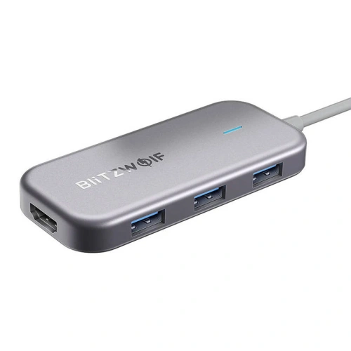 Adapter 7w1 HUB Blitzwolf BW-TH5 USB-C 1x HDMI, 3x USB 3.0, 1x USB-C PD, 1x SD, 1x Micro SD