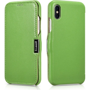 Hurtownia GSM - Eui Skórzane z klapką/zamykane iCarer Metal Clip Vintage Folio iPhone XS / iPhone X Verde (RIX02-GN) - ICR483 - {ean13} - Hurt