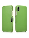 Eui Leder mit Klappe/geschlossen iCarer Metallclip Vintage Folio iPhone XS / iPhone X Grün (RIX02-GN)