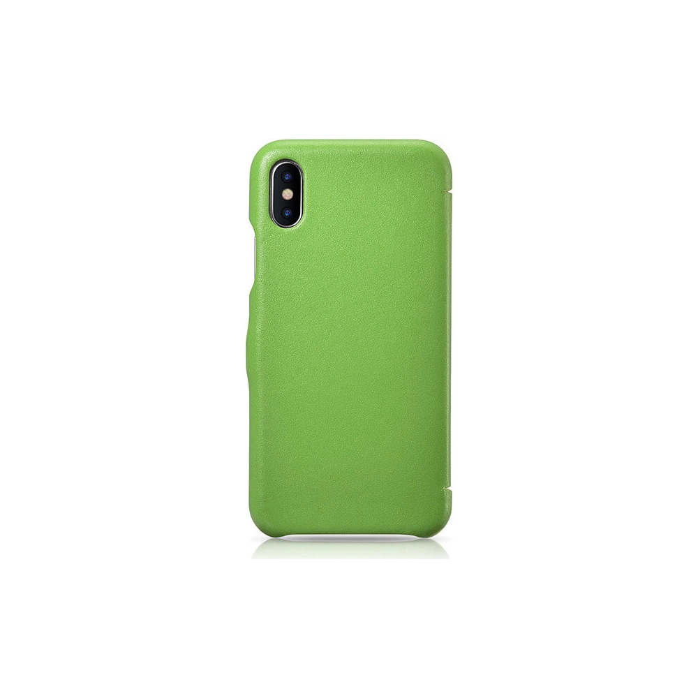 Hurtownia GSM - Eui Bőrtok klappal/zárható iCarer Fém Klipsz Vintage Folio iPhone XS / iPhone X Zöld (RIX02-GN) - ICR483 - {ean13} - Hurt