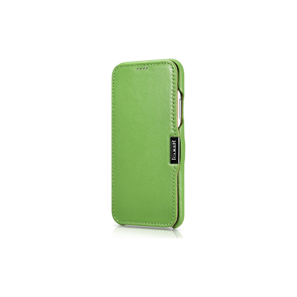 Wholesale iCarer Metal Clip Vintage Folio Genuine Leather Flip Case iPhone XS / iPhone X green (RIX02-GN) - ICR483 - {ean13} - Hurt