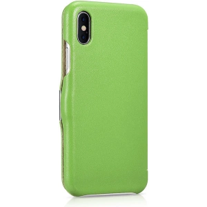 Wholesale iCarer Metal Clip Vintage Folio Genuine Leather Flip Case iPhone XS / iPhone X green (RIX02-GN) - ICR483 - {ean13} - Hurt