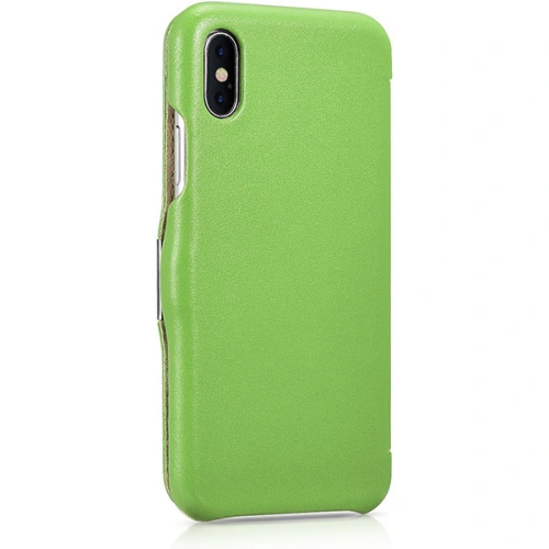Eui Skórzane z klapką/zamykane iCarer Metal Clip Vintage Folio iPhone XS / iPhone X Zielony (RIX02-GN)