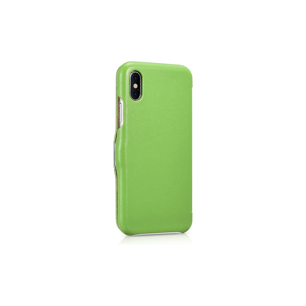 Wholesale iCarer Metal Clip Vintage Folio Genuine Leather Flip Case iPhone XS / iPhone X green (RIX02-GN) - ICR483 - {ean13} - Hurt