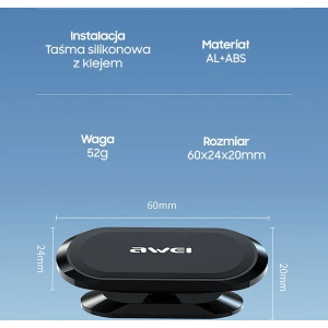 Hurtownia GSM - Suport auto magnetic AWEI X20 pentru bord gri/metalizat. - AWEI119 - {ean13} - Hurt
