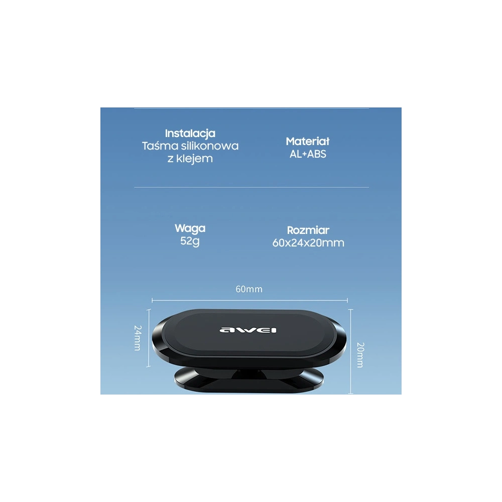 Wholesale AWEI X20 Dashboard Magnetic Car Mount Black - AWEI119 - {ean13} - Hurt