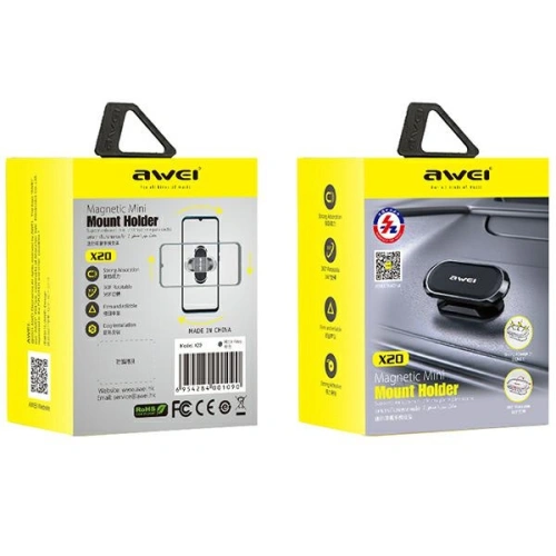Uchwyt samochodowy magnetyczny AWEI X20 na kokpit szary/metal gray
