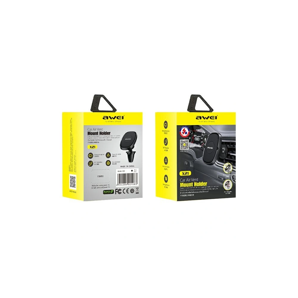 Hurtownia GSM - Suport auto AWEI X21 pentru grila de ventilație negru - AWEI120 - {ean13} - Hurt