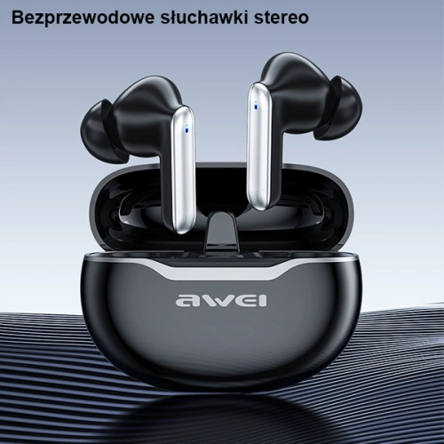 Słuchawki TWS AWEI Bluetooth 5.3 T50 + stacja dokująca czarne