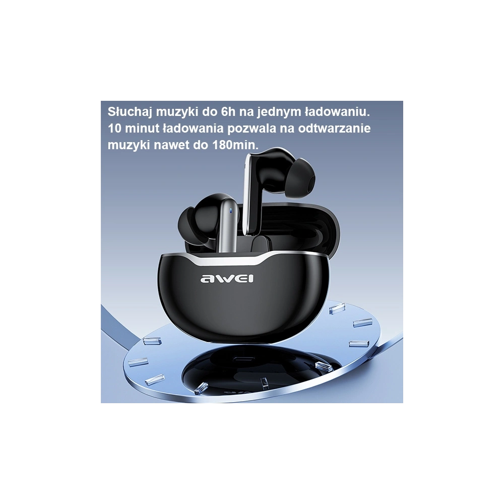 Wholesale AWEI Earphones Bluetooth 5.3 T50 TWS + stacja dokująca czarny/black - AWEI123 - {ean13} - Hurt