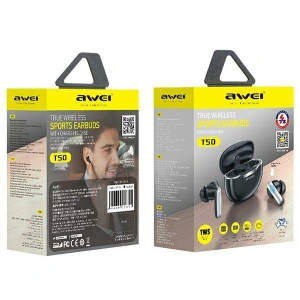 Wholesale AWEI Earphones Bluetooth 5.3 T50 TWS + stacja dokująca czarny/black - AWEI123 - {ean13} - Hurt