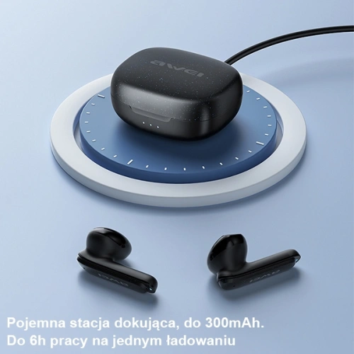 Słuchawki TWS AWEI Bluetooth 5.3 T66 czarne