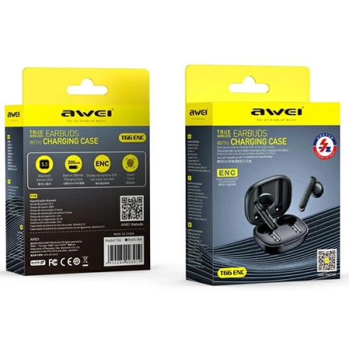Słuchawki TWS AWEI Bluetooth 5.3 T66 czarne
