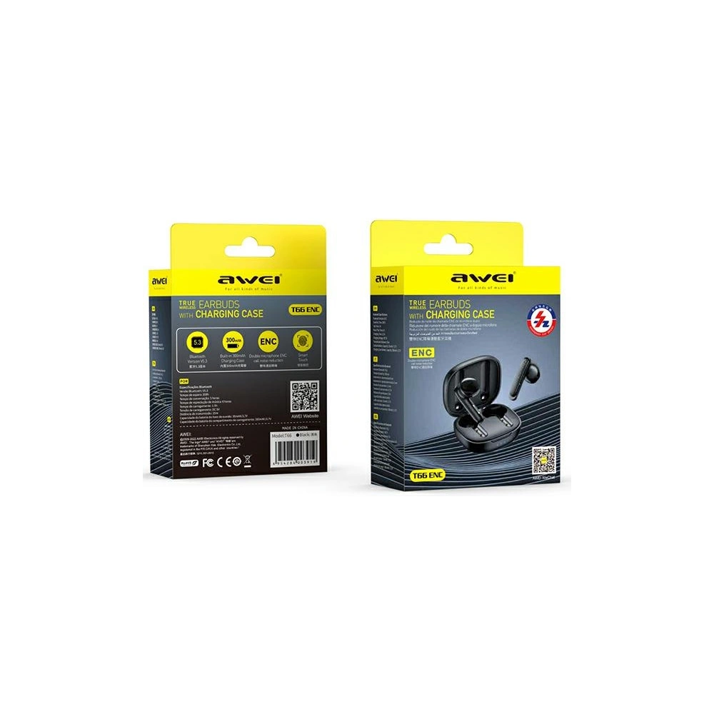 Hurtownia GSM - Căști TWS AWEI Bluetooth 5.3 T66 negre - AWEI125 - {ean13} - Hurt